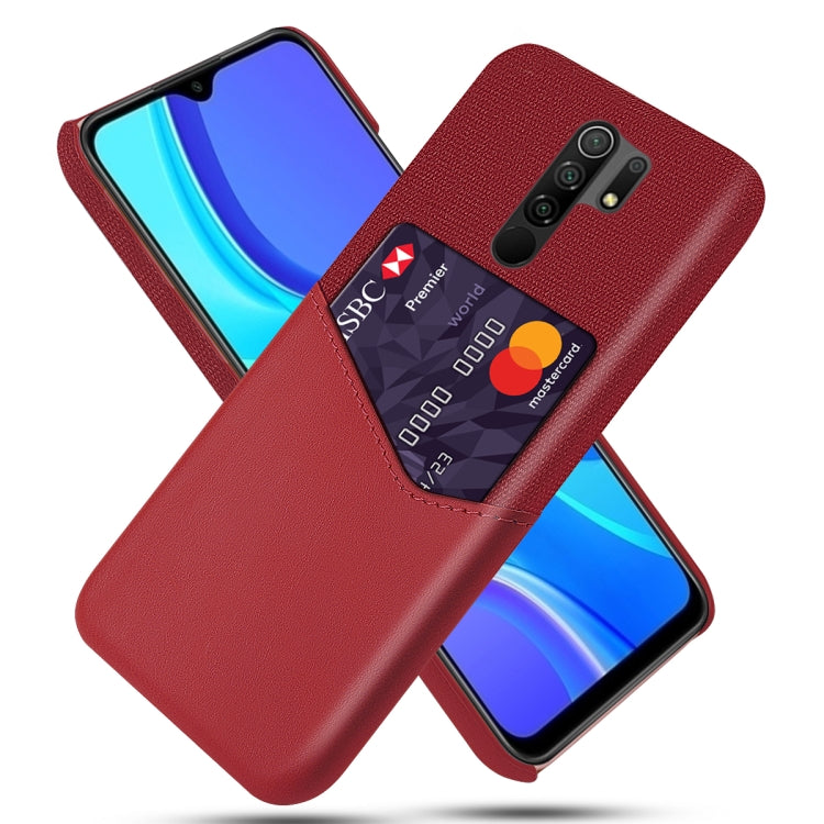 For Xiaomi Redmi 9 Cloth Texture PC + PU Leather Back Cover Shockproof Case with Card Slot