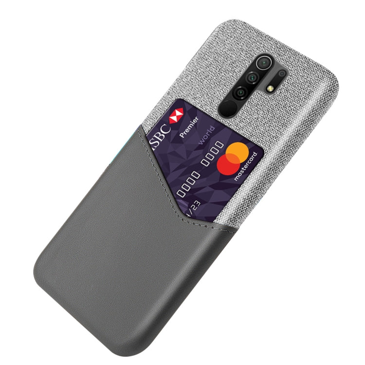 For Xiaomi Redmi 9 Cloth Texture PC + PU Leather Back Cover Shockproof Case with Card Slot