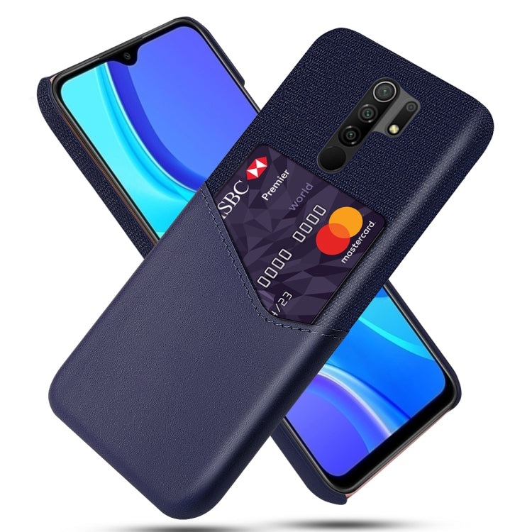For Xiaomi Redmi 9 Cloth Texture PC + PU Leather Back Cover Shockproof Case with Card Slot
