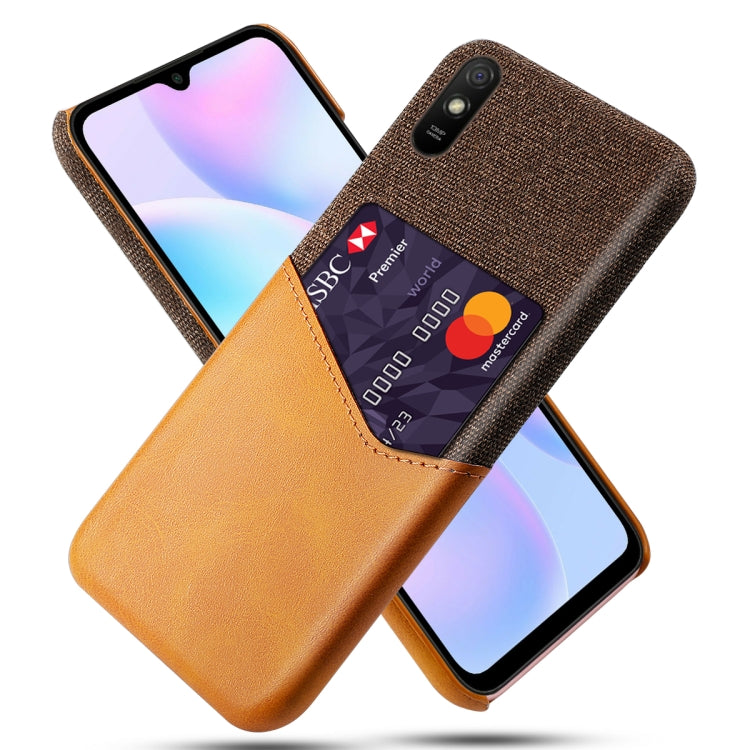 For Xiaomi Redmi 9A Cloth Texture PC + PU Leather Back Cover Shockproof Case with Card Slot