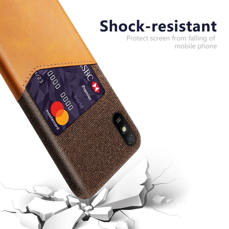 For Xiaomi Redmi 9A Cloth Texture PC + PU Leather Back Cover Shockproof Case with Card Slot