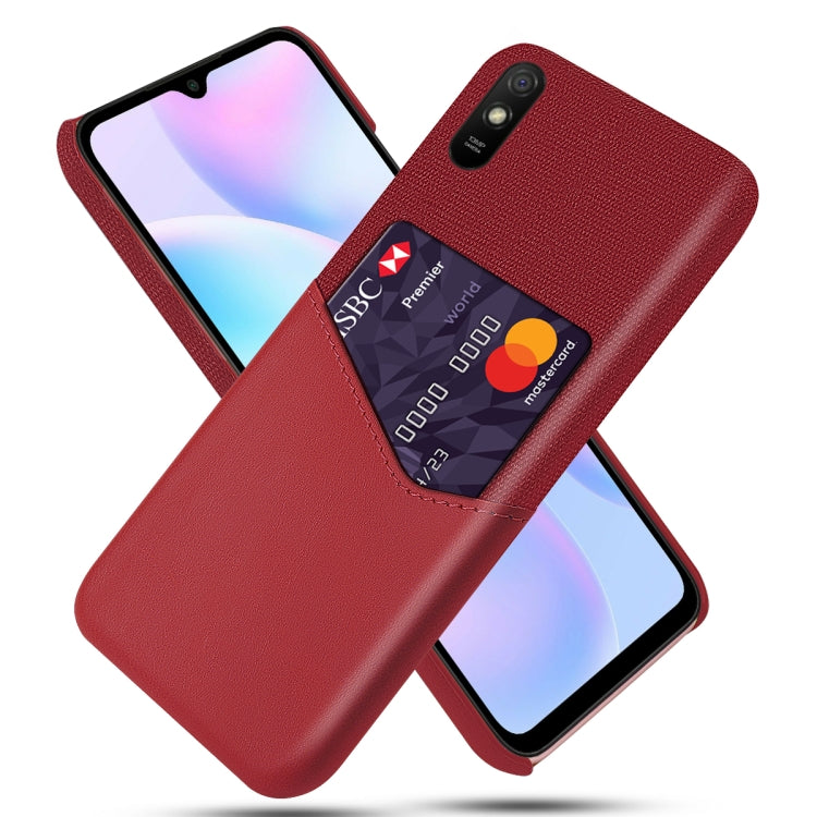 For Xiaomi Redmi 9A Cloth Texture PC + PU Leather Back Cover Shockproof Case with Card Slot