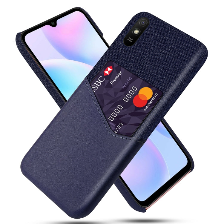 For Xiaomi Redmi 9A Cloth Texture PC + PU Leather Back Cover Shockproof Case with Card Slot