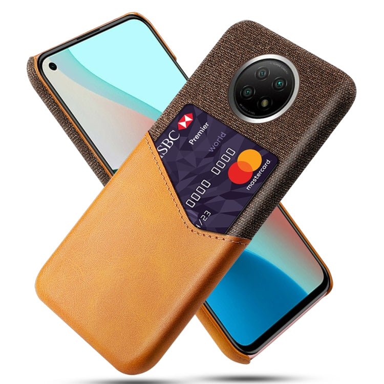 For Xiaomi Redmi Note 9 5G Cloth Texture PC + PU Leather Back Cover Shockproof Case with Card Slot