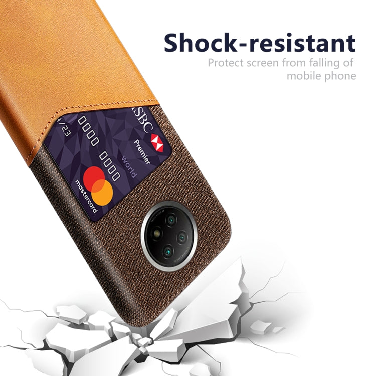 For Xiaomi Redmi Note 9 5G Cloth Texture PC + PU Leather Back Cover Shockproof Case with Card Slot