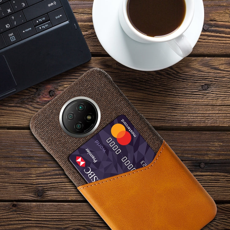 For Xiaomi Redmi Note 9 5G Cloth Texture PC + PU Leather Back Cover Shockproof Case with Card Slot