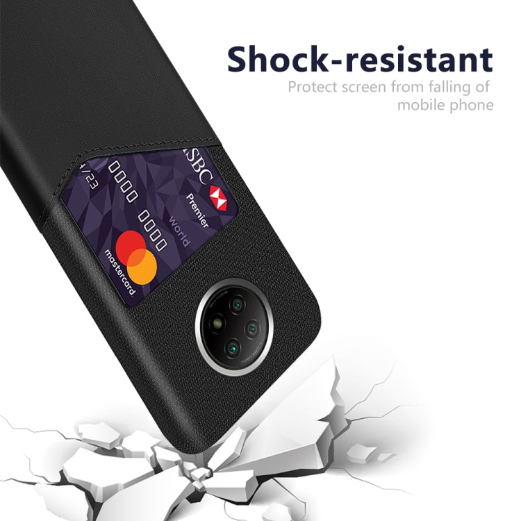 For Xiaomi Redmi Note 9 5G Cloth Texture PC + PU Leather Back Cover Shockproof Case with Card Slot