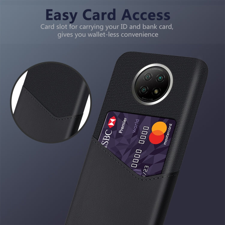 For Xiaomi Redmi Note 9 5G Cloth Texture PC + PU Leather Back Cover Shockproof Case with Card Slot