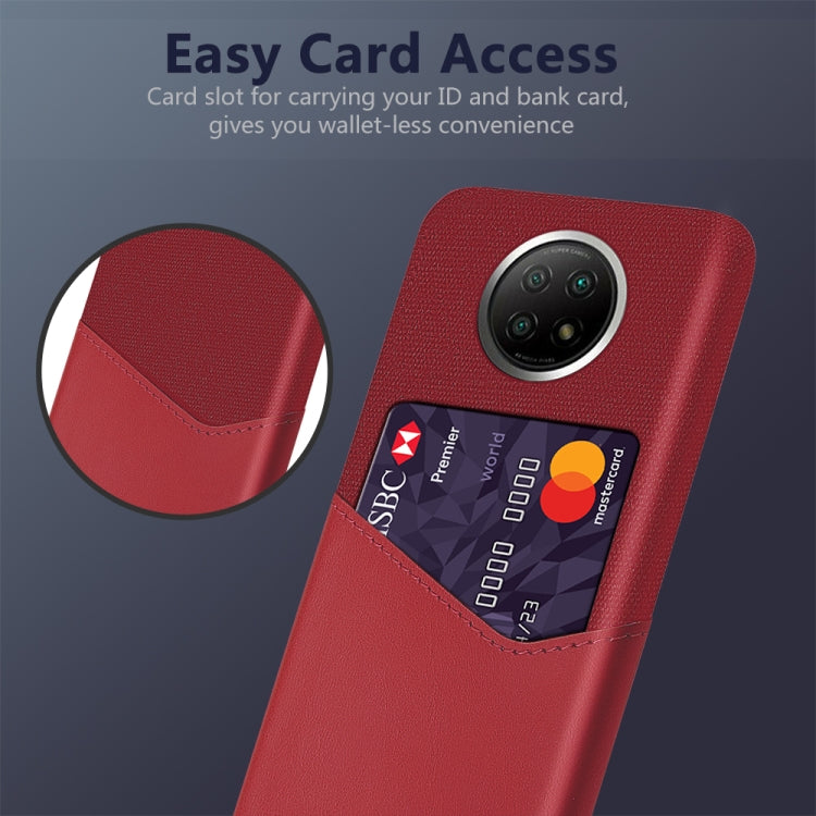 For Xiaomi Redmi Note 9 5G Cloth Texture PC + PU Leather Back Cover Shockproof Case with Card Slot