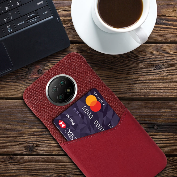 For Xiaomi Redmi Note 9 5G Cloth Texture PC + PU Leather Back Cover Shockproof Case with Card Slot