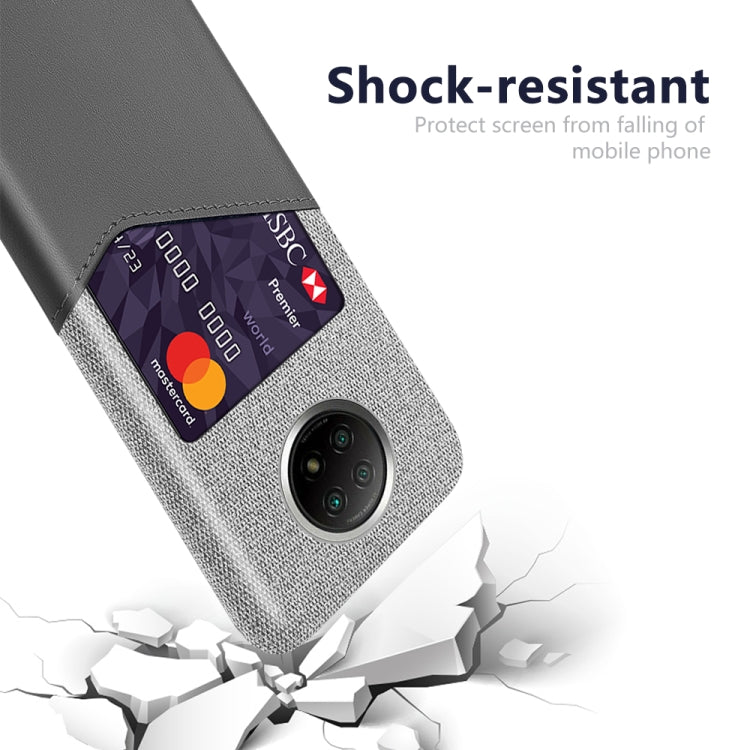 For Xiaomi Redmi Note 9 5G Cloth Texture PC + PU Leather Back Cover Shockproof Case with Card Slot