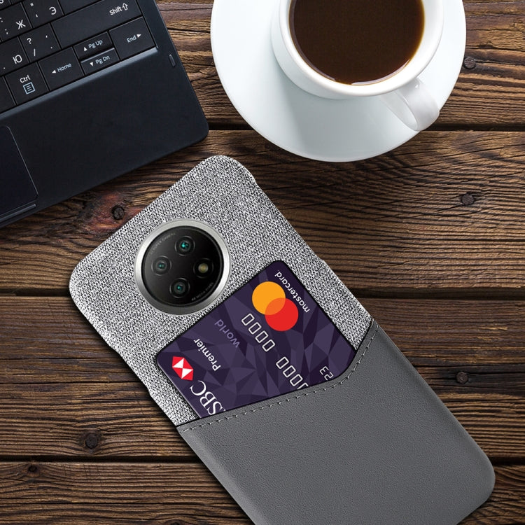 For Xiaomi Redmi Note 9 5G Cloth Texture PC + PU Leather Back Cover Shockproof Case with Card Slot