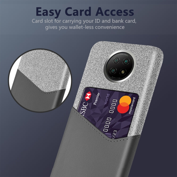 For Xiaomi Redmi Note 9 5G Cloth Texture PC + PU Leather Back Cover Shockproof Case with Card Slot