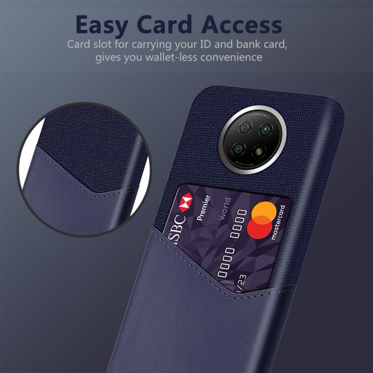 For Xiaomi Redmi Note 9 5G Cloth Texture PC + PU Leather Back Cover Shockproof Case with Card Slot