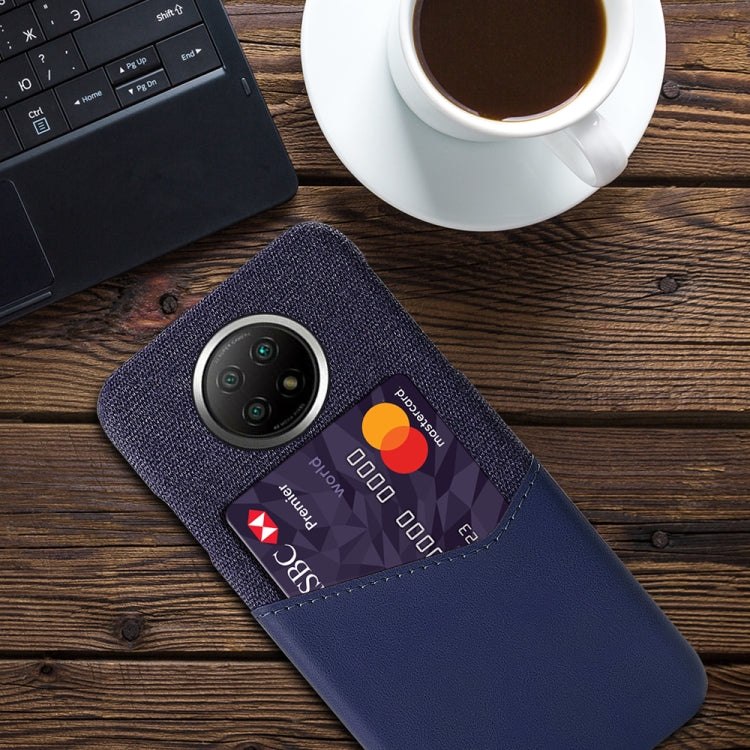 For Xiaomi Redmi Note 9 5G Cloth Texture PC + PU Leather Back Cover Shockproof Case with Card Slot