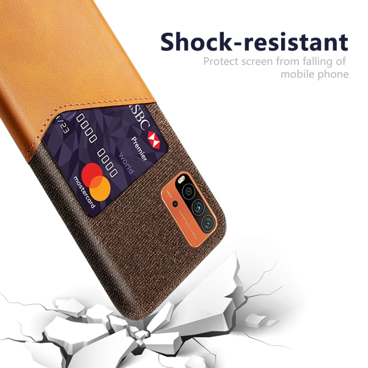 For Xiaomi Redmi 9 Power Cloth Texture PC + PU Leather Back Cover Shockproof Case with Card Slot