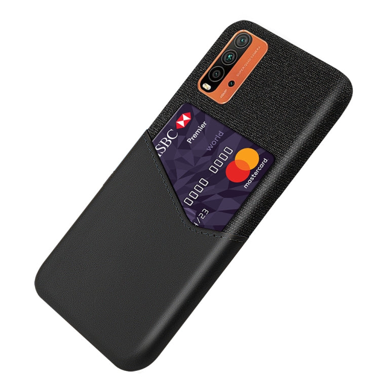 For Xiaomi Redmi 9 Power Cloth Texture PC + PU Leather Back Cover Shockproof Case with Card Slot