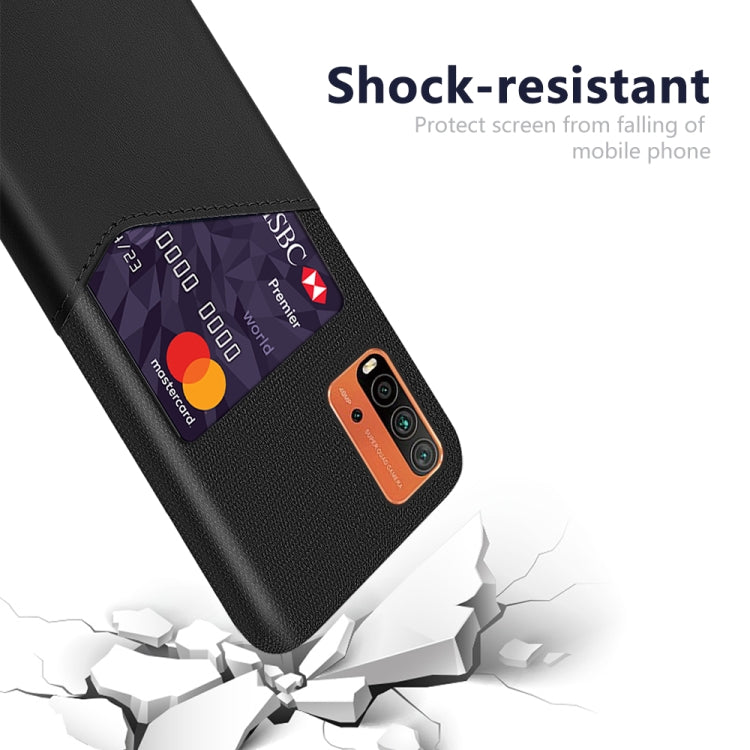 For Xiaomi Redmi 9 Power Cloth Texture PC + PU Leather Back Cover Shockproof Case with Card Slot