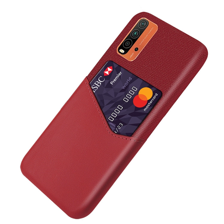 For Xiaomi Redmi 9 Power Cloth Texture PC + PU Leather Back Cover Shockproof Case with Card Slot