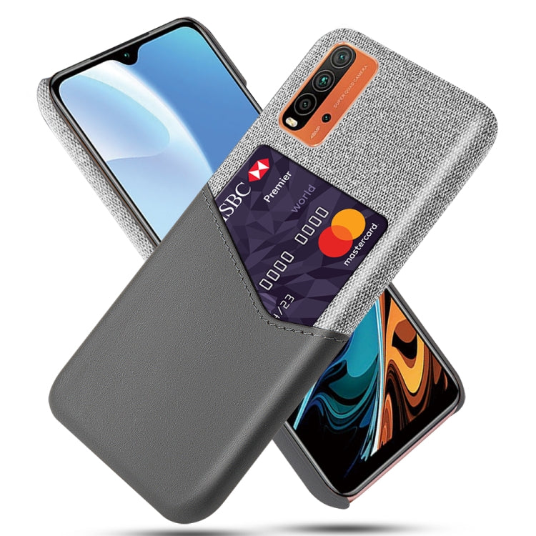 For Xiaomi Redmi 9 Power Cloth Texture PC + PU Leather Back Cover Shockproof Case with Card Slot