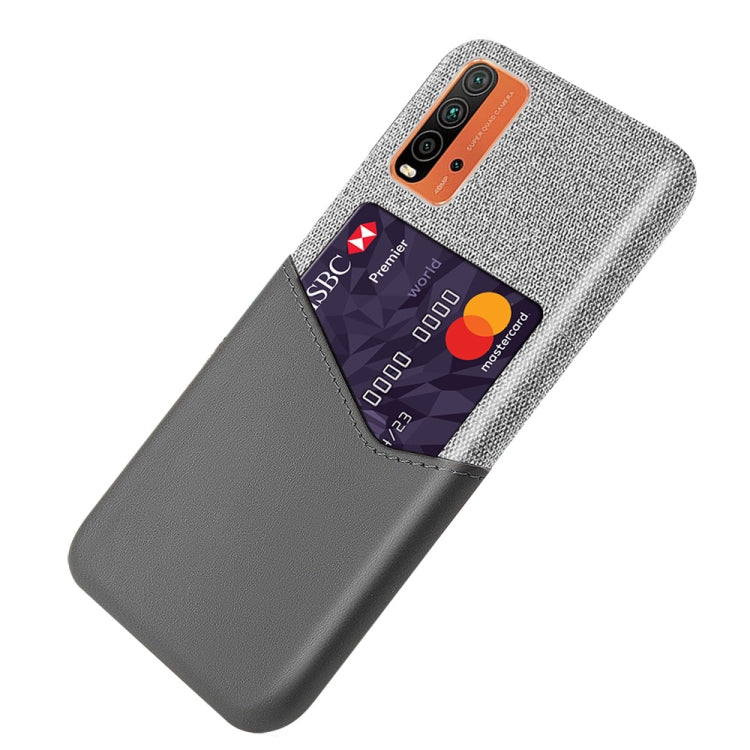 For Xiaomi Redmi 9 Power Cloth Texture PC + PU Leather Back Cover Shockproof Case with Card Slot