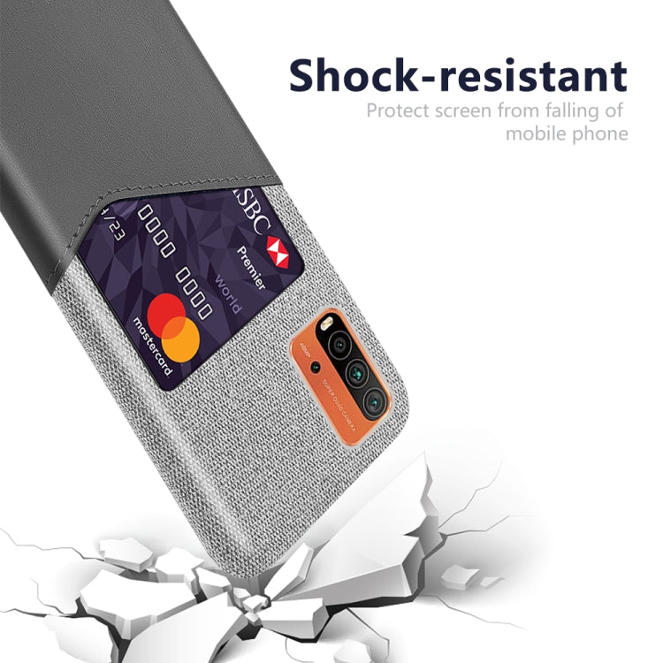 For Xiaomi Redmi 9 Power Cloth Texture PC + PU Leather Back Cover Shockproof Case with Card Slot