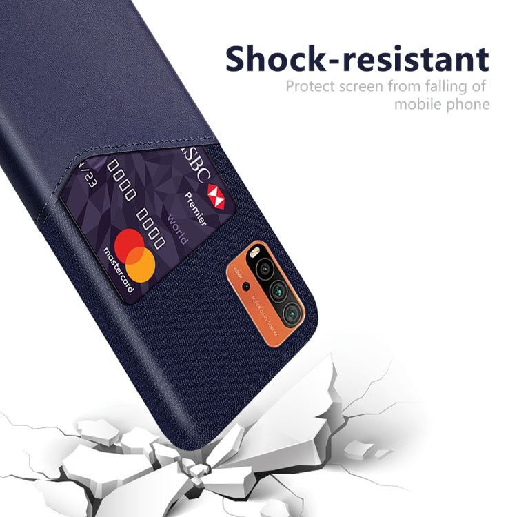 For Xiaomi Redmi 9 Power Cloth Texture PC + PU Leather Back Cover Shockproof Case with Card Slot