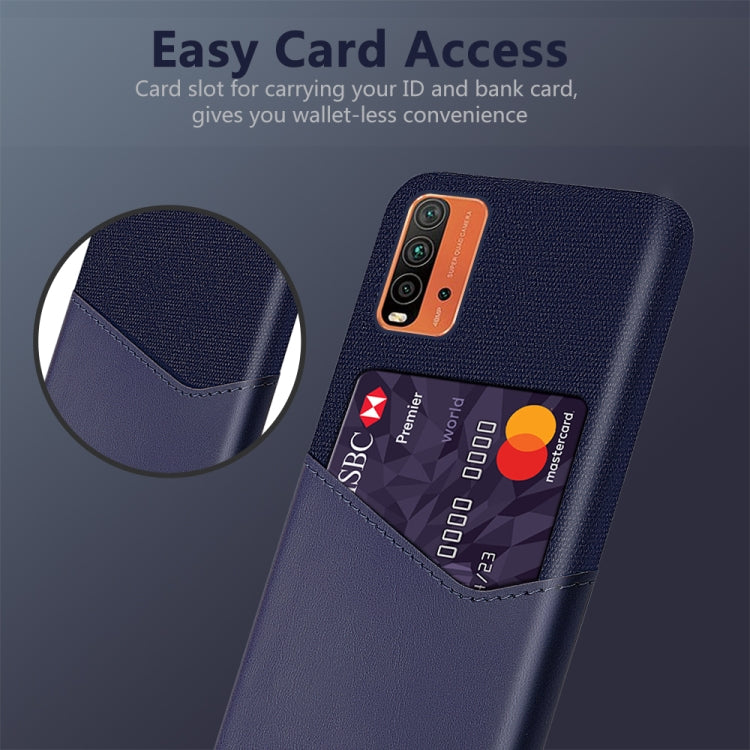 For Xiaomi Redmi 9 Power Cloth Texture PC + PU Leather Back Cover Shockproof Case with Card Slot