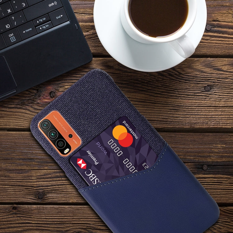 For Xiaomi Redmi 9 Power Cloth Texture PC + PU Leather Back Cover Shockproof Case with Card Slot