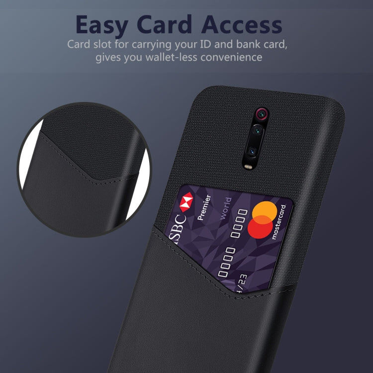 For Xiaomi Redmi K20 Pro Cloth Texture PC + PU Leather Back Cover Shockproof Case with Card Slot