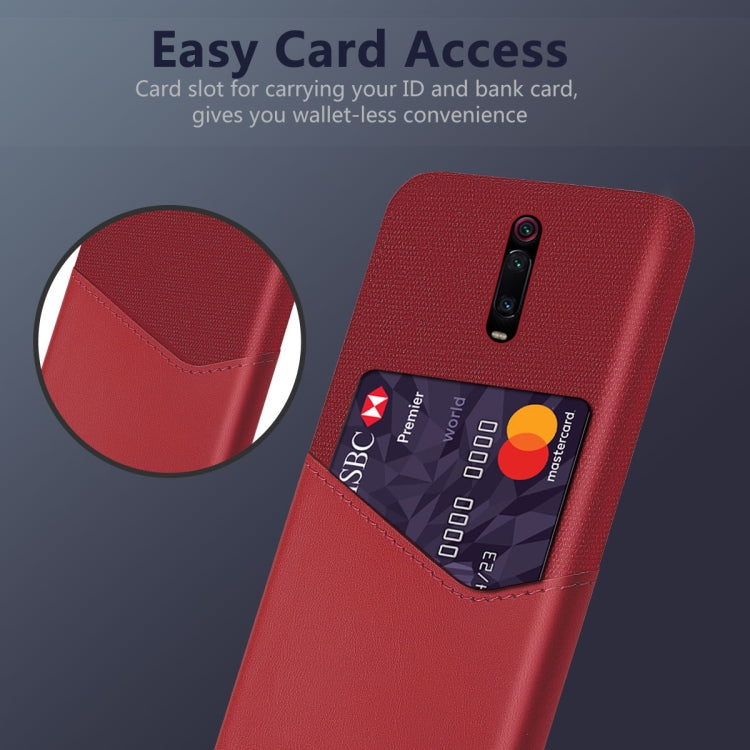 For Xiaomi Redmi K20 Pro Cloth Texture PC + PU Leather Back Cover Shockproof Case with Card Slot