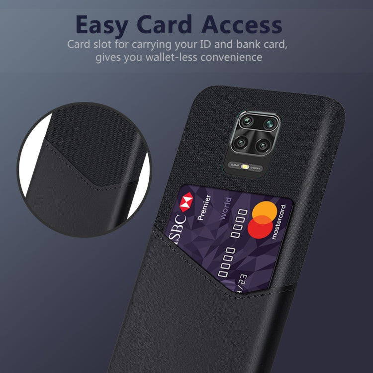 For Xiaomi Redmi Note 9 Pro Cloth Texture PC + PU Leather Back Cover Shockproof Case with Card Slot