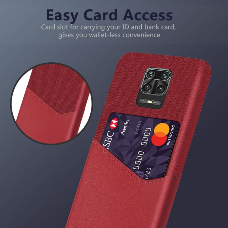 For Xiaomi Redmi Note 9 Pro Cloth Texture PC + PU Leather Back Cover Shockproof Case with Card Slot