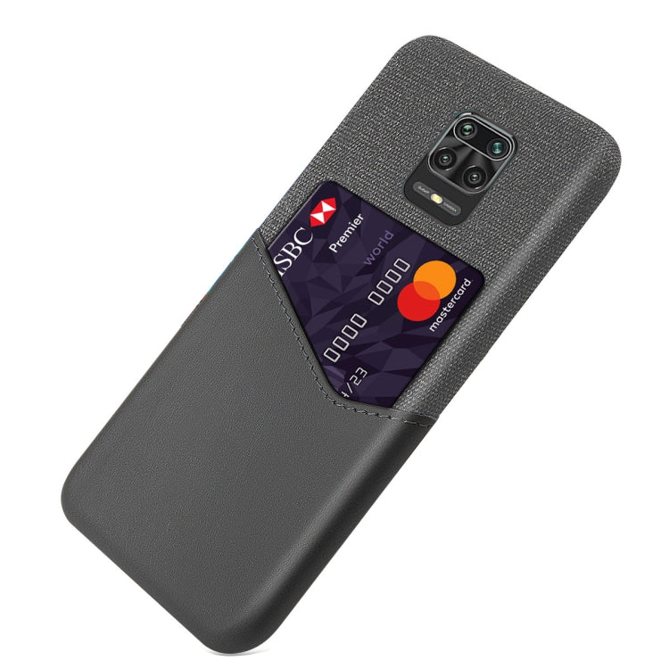 For Xiaomi Redmi Note 9 Pro Cloth Texture PC + PU Leather Back Cover Shockproof Case with Card Slot