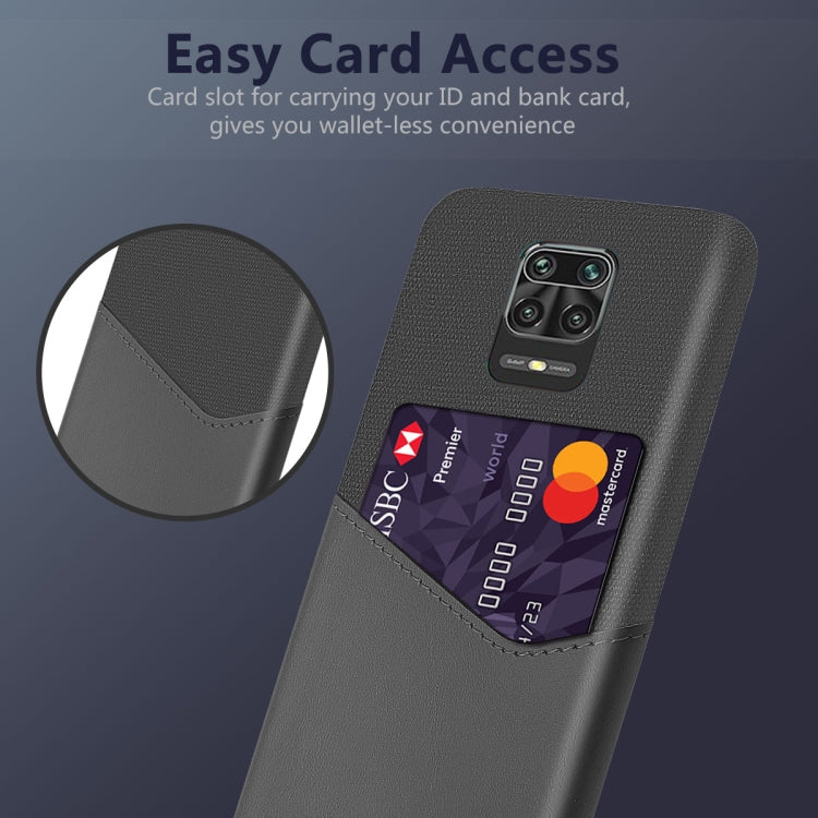 For Xiaomi Redmi Note 9 Pro Cloth Texture PC + PU Leather Back Cover Shockproof Case with Card Slot