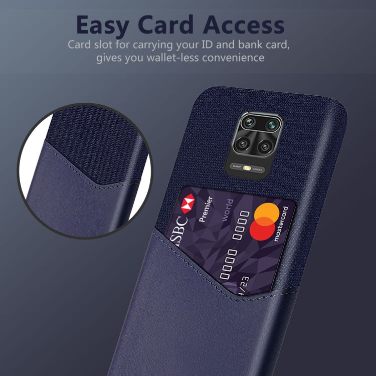 For Xiaomi Redmi Note 9 Pro Cloth Texture PC + PU Leather Back Cover Shockproof Case with Card Slot