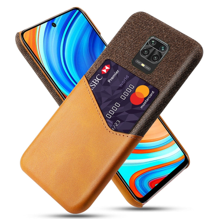 For Xiaomi Redmi Note 9S Cloth Texture PC + PU Leather Back Cover Shockproof Case with Card Slot