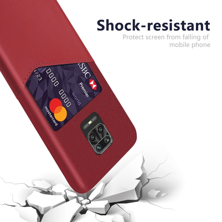 For Xiaomi Redmi Note 9S Cloth Texture PC + PU Leather Back Cover Shockproof Case with Card Slot