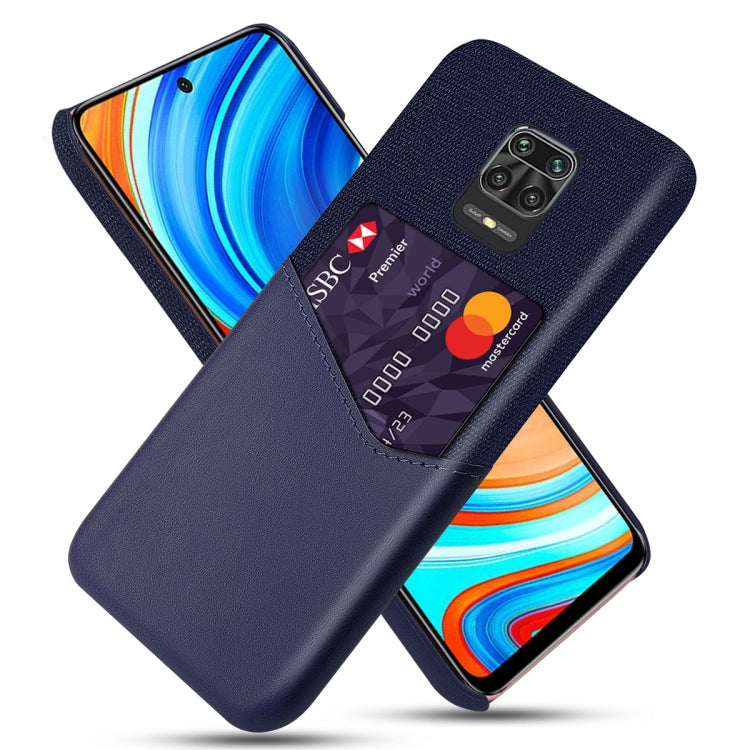 For Xiaomi Redmi Note 9S Cloth Texture PC + PU Leather Back Cover Shockproof Case with Card Slot