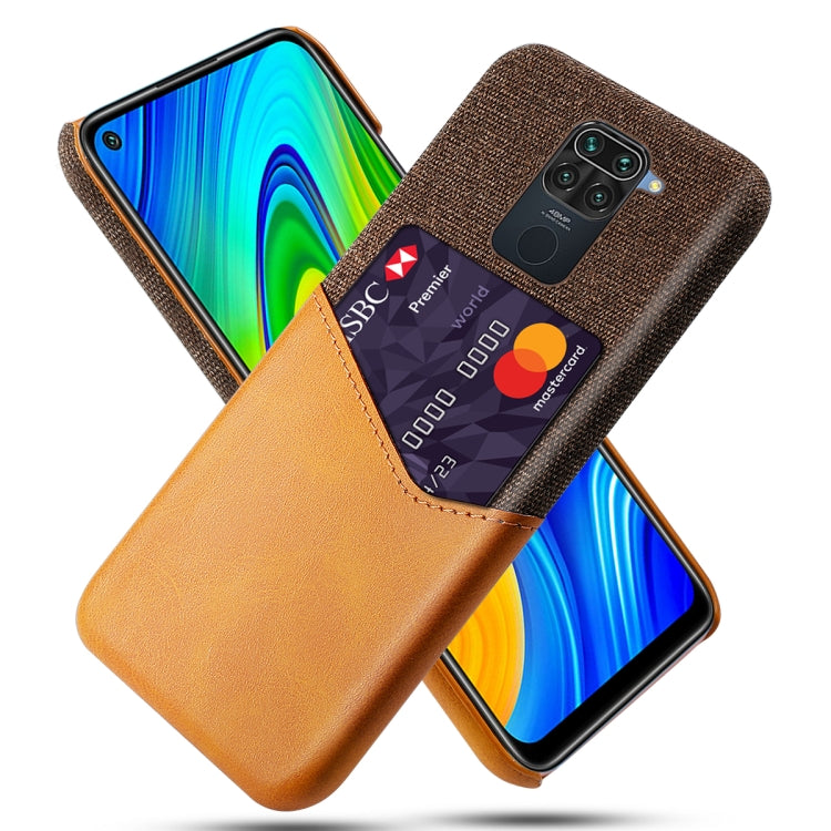 For Xiaomi Redmi Note 9 Cloth Texture PC + PU Leather Back Cover Shockproof Case with Card Slot