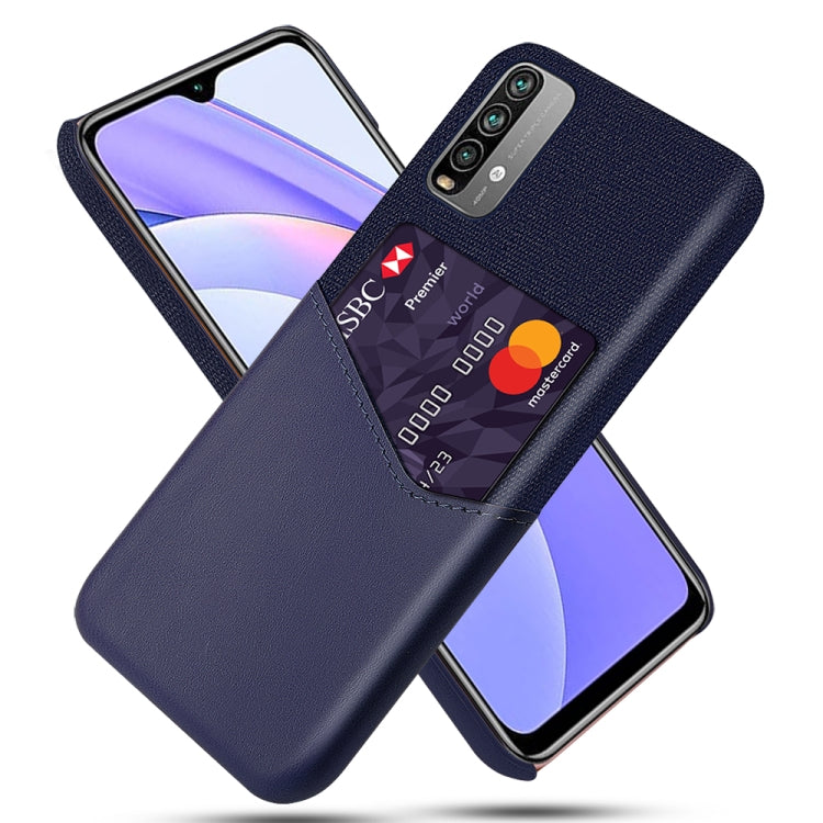 For Xiaomi Redmi Note 9 4G Cloth Texture PC + PU Leather Back Cover Shockproof Case with Card Slot