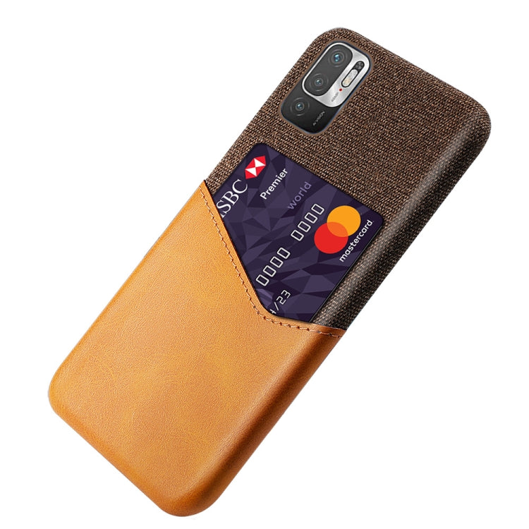 For Xiaomi Redmi Note 10 5G Cloth Texture PC + PU Leather Back Cover Shockproof Case with Card Slot