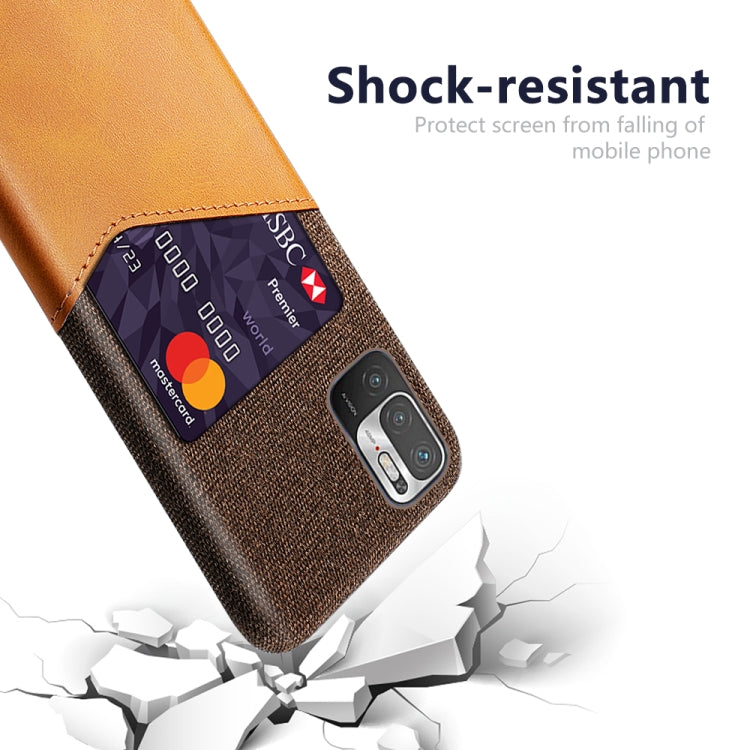 For Xiaomi Redmi Note 10 5G Cloth Texture PC + PU Leather Back Cover Shockproof Case with Card Slot