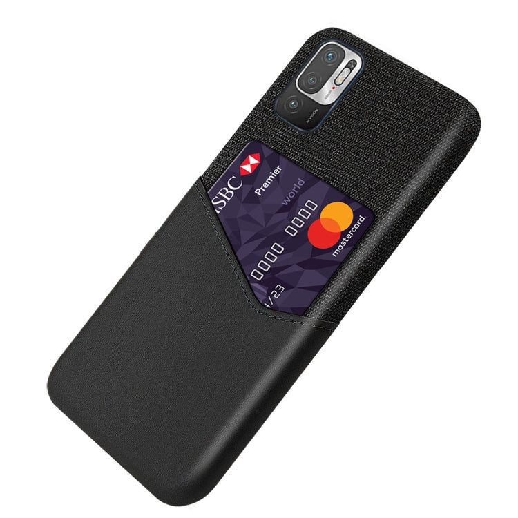 For Xiaomi Redmi Note 10 5G Cloth Texture PC + PU Leather Back Cover Shockproof Case with Card Slot