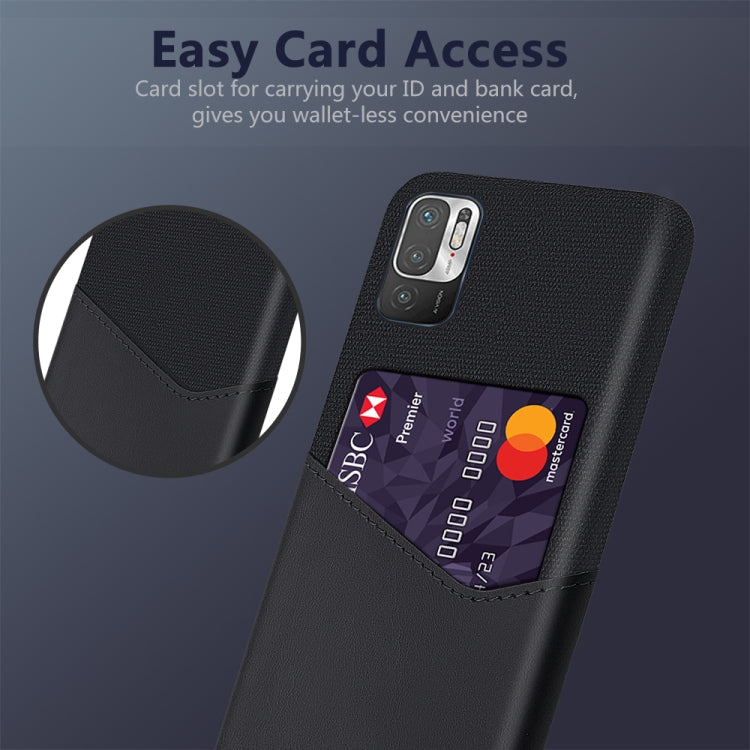 For Xiaomi Redmi Note 10 5G Cloth Texture PC + PU Leather Back Cover Shockproof Case with Card Slot