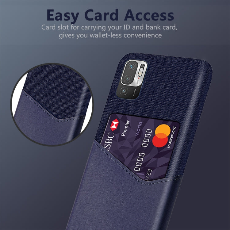For Xiaomi Redmi Note 10 5G Cloth Texture PC + PU Leather Back Cover Shockproof Case with Card Slot