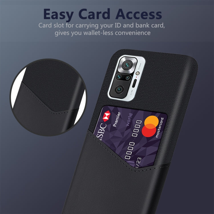 For Xiaomi Redmi Note 10 Pro Max Cloth Texture PC + PU Leather Back Cover Shockproof Case with Card Slot