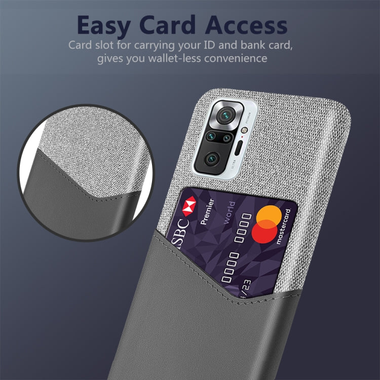 For Xiaomi Redmi Note 10 Pro Max Cloth Texture PC + PU Leather Back Cover Shockproof Case with Card Slot