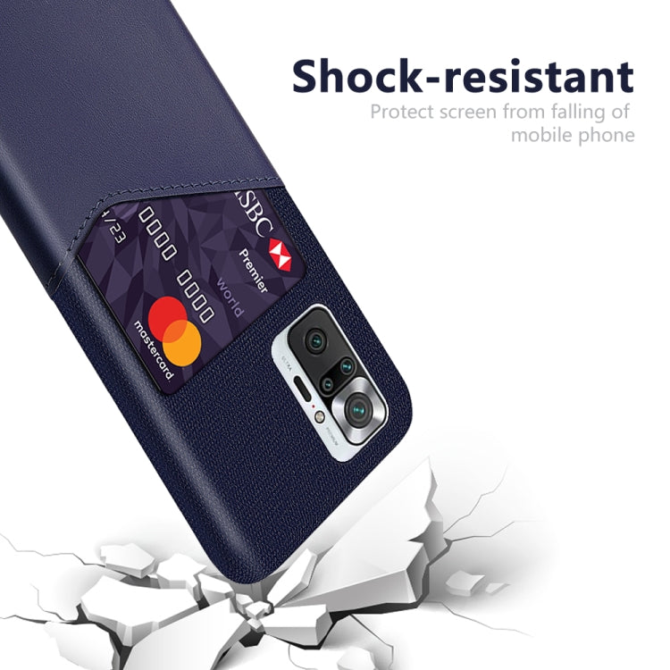 For Xiaomi Redmi Note 10 Pro Max Cloth Texture PC + PU Leather Back Cover Shockproof Case with Card Slot
