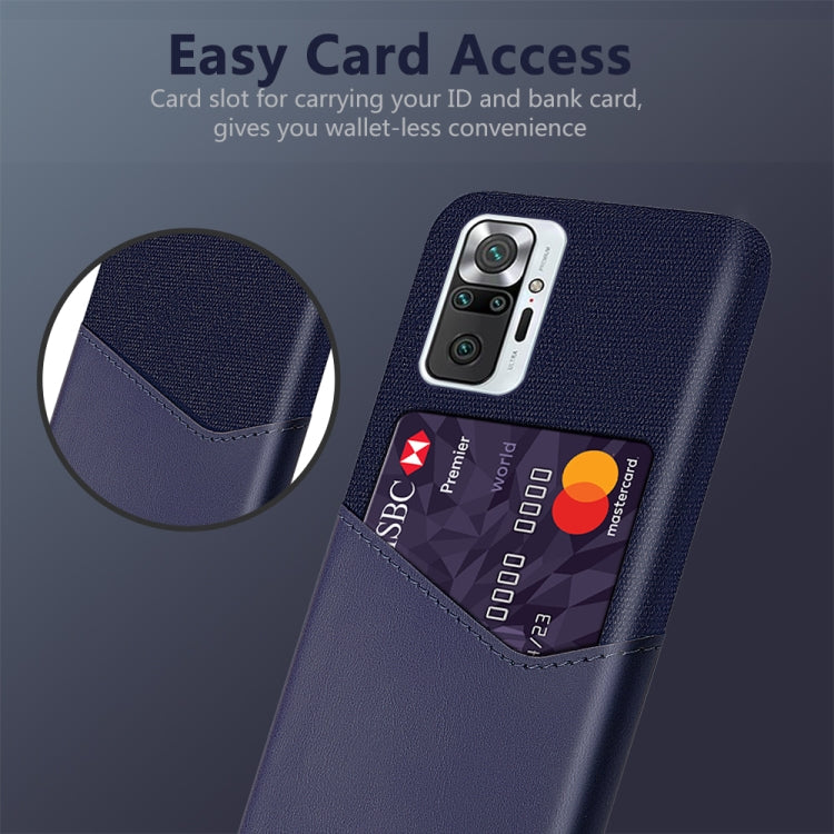 For Xiaomi Redmi Note 10 Pro Max Cloth Texture PC + PU Leather Back Cover Shockproof Case with Card Slot